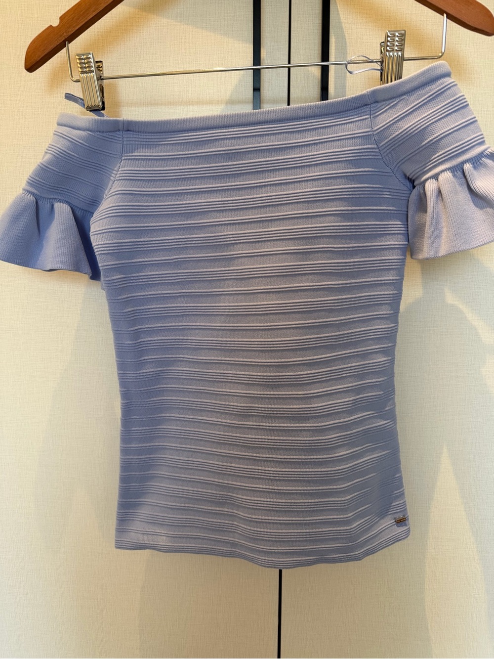 Ted Baker Lavender Off-Shoulder Ribbed Knit Top NWOT